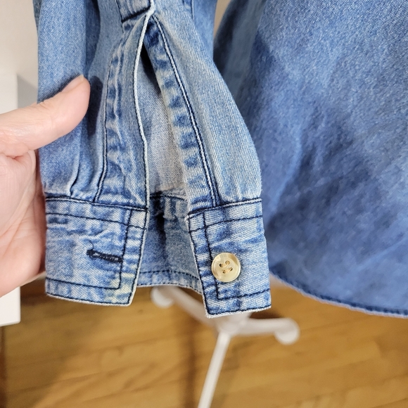 Womens Solutions Casualwear Christmas Denim Long Sleeve Button Front Size Med - Picture 5 of 10